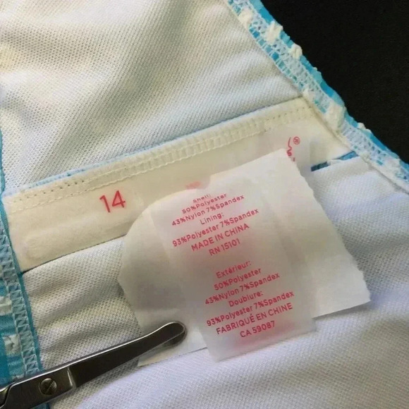 Lilly Pulitzer Womens 14 Aelin Bikini Top Turquoise Blue Gingham Print Ruffles - Picture 8 of 12